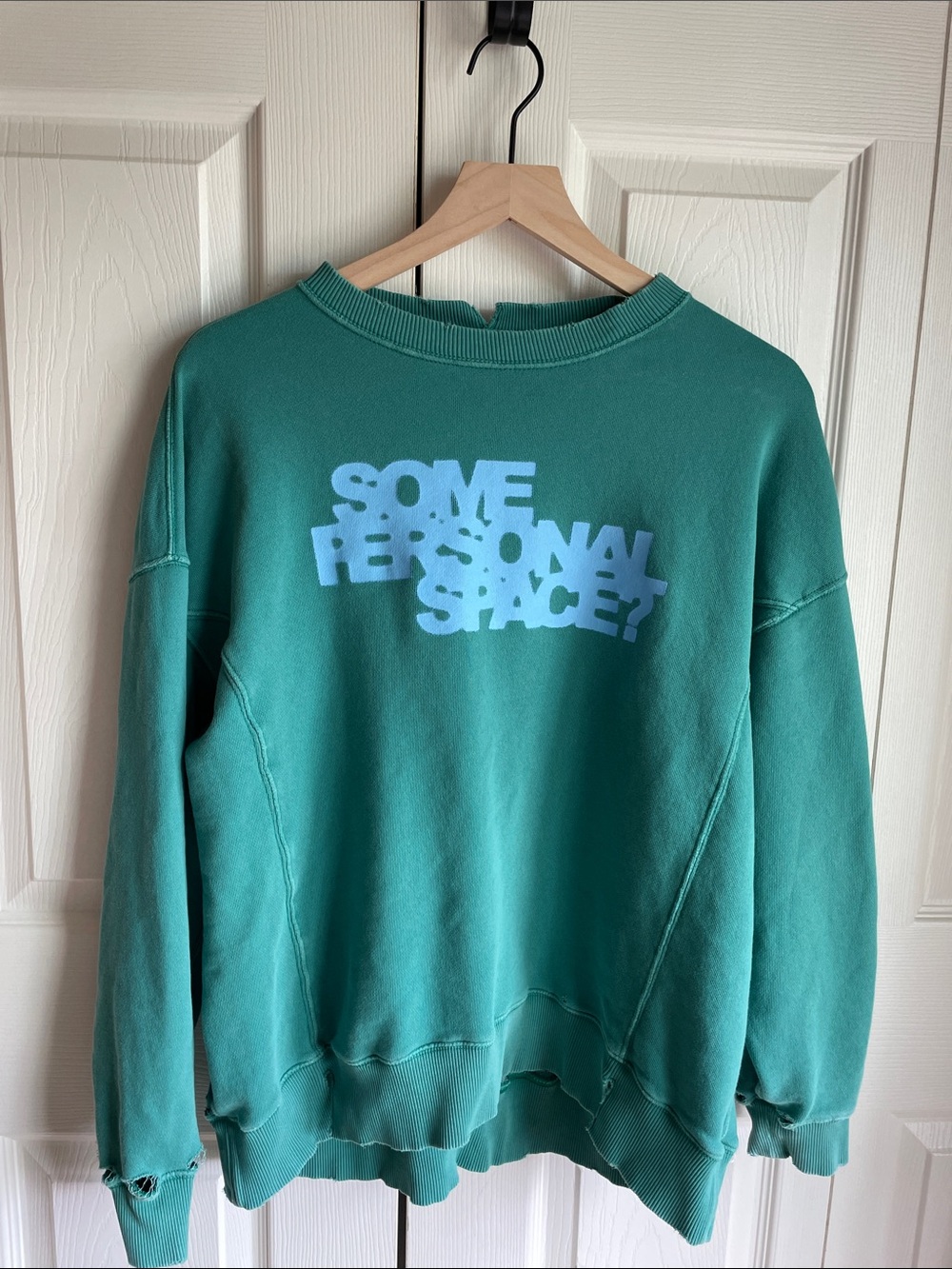 Aerie Teal Graphic 'Some Personal Space?' Crewneck Sweatshirt